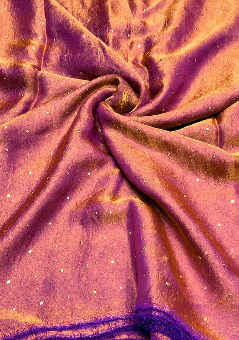 Pink Solid Silk Blend Pre Draped Saree Set - Indya