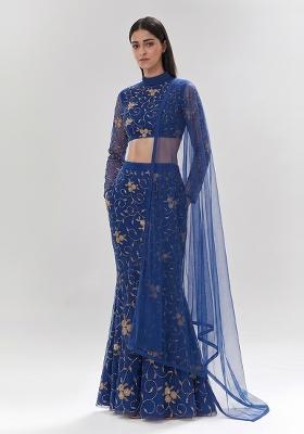 Royal Blue Embroidered Lehenga Set