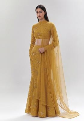 Mustard Yellow Embroidered Lehenga Set