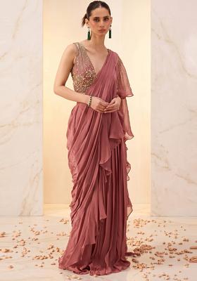 Pink Embroidered Handwork Fusion Set
