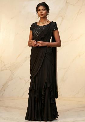Black Embroidered Handwork Fusion Set
