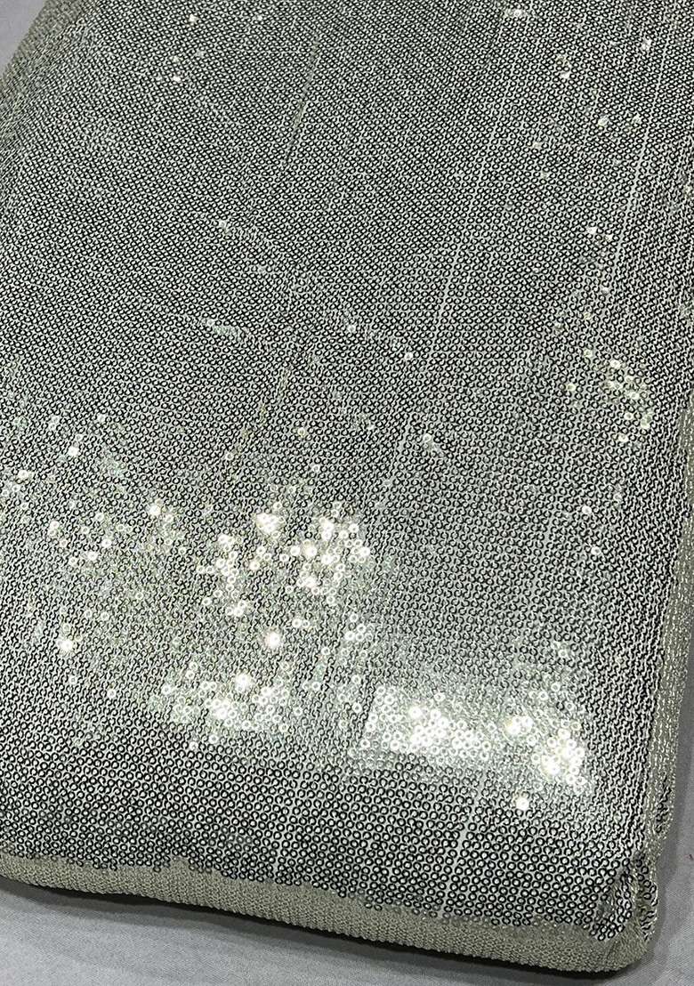 Silver Sequin Pre Draped Saree Set - Indya