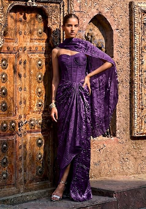 Purple Solid Crepe Fusion Set