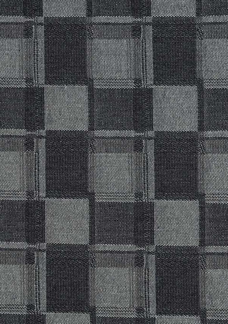 Black And Grey Checked Denim Shirt - Indya