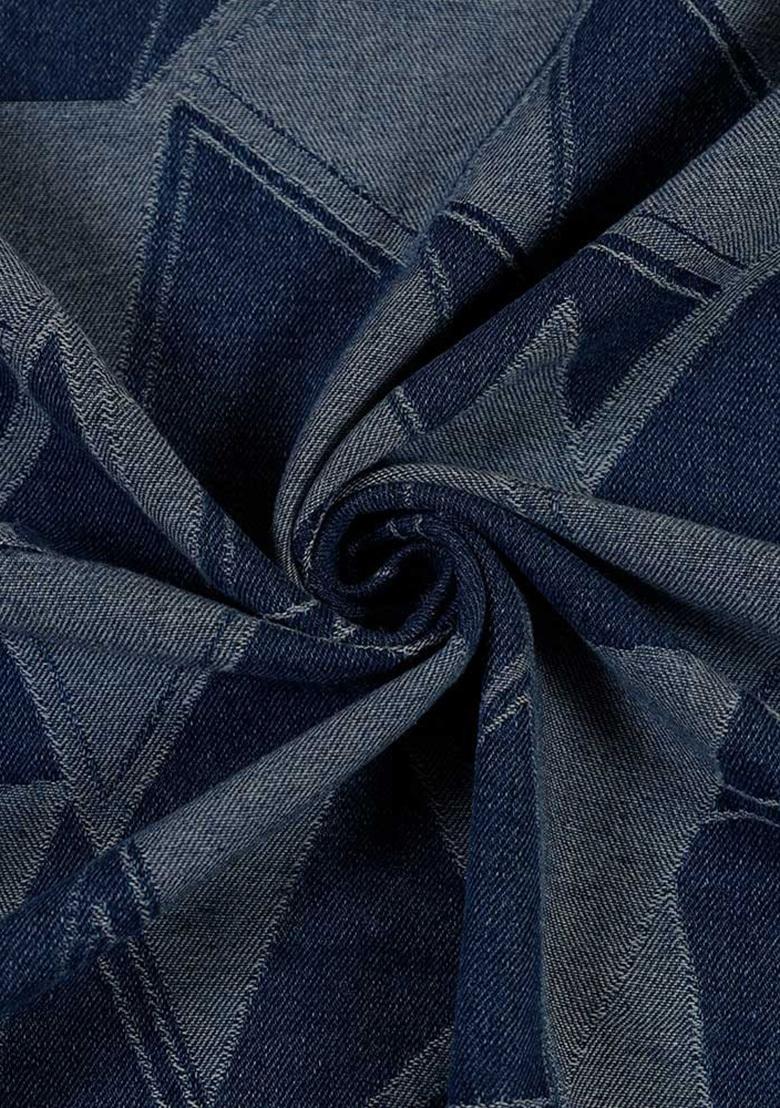 Blue Jacquard Denim Waistcoat