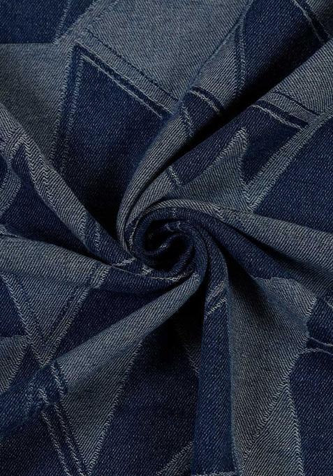 Blue Jacquard Denim Waistcoat