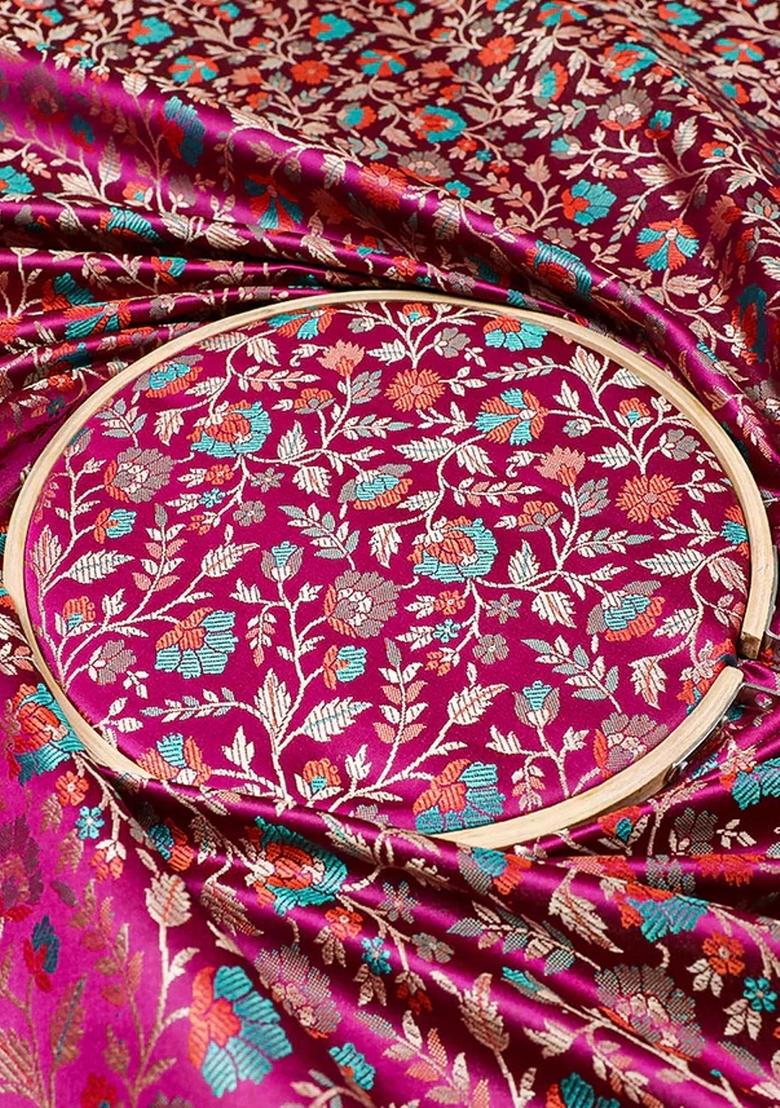 Purple Embroidered Brocade Peplum Top