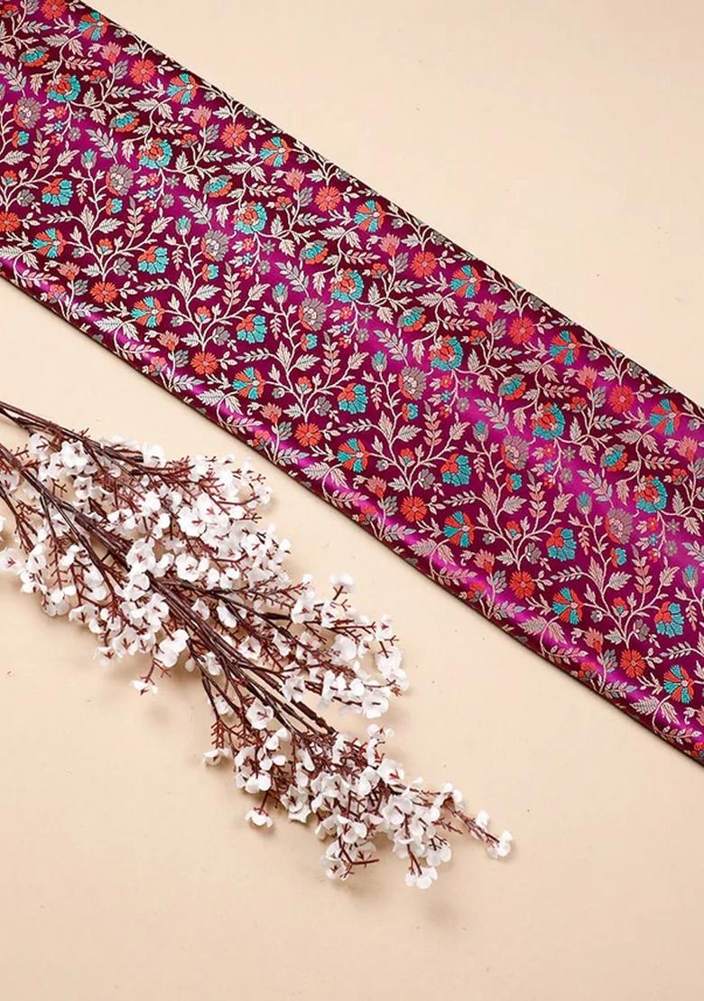 Purple Embroidered Brocade Peplum Top