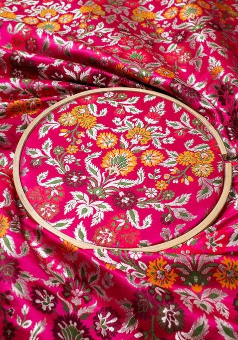 Magenta Embroidered Brocade Peplum Top