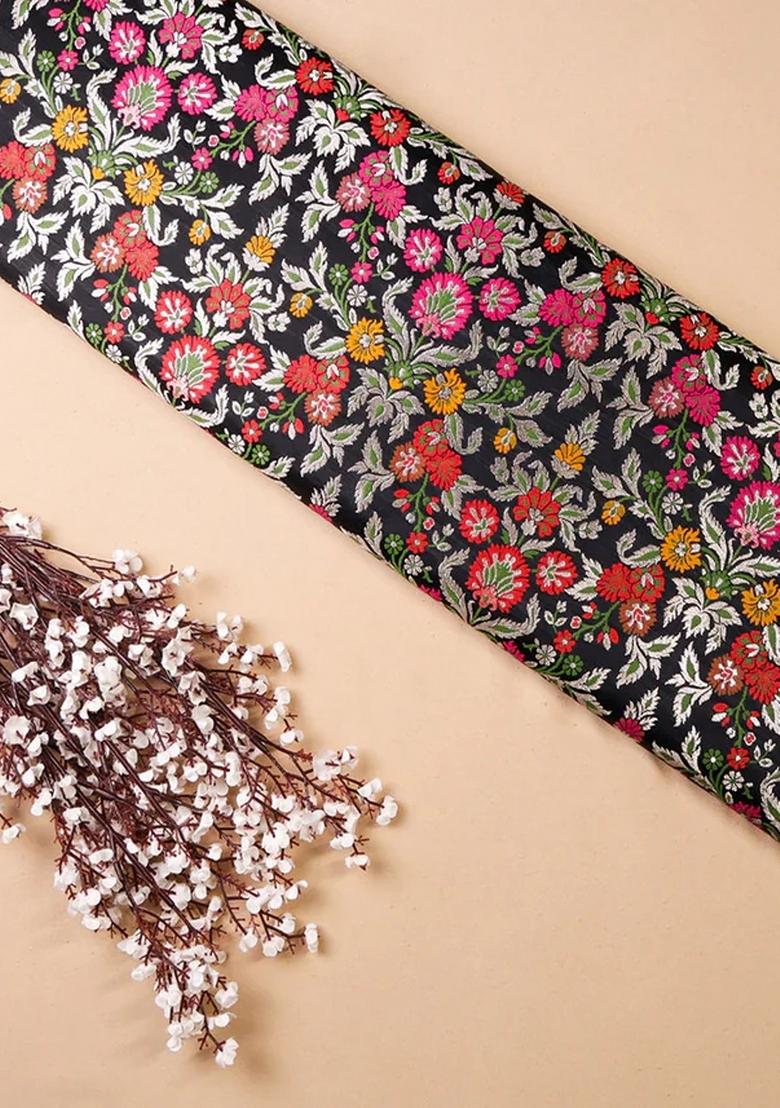 Multicolor Embroidered Brocade Peplum Top