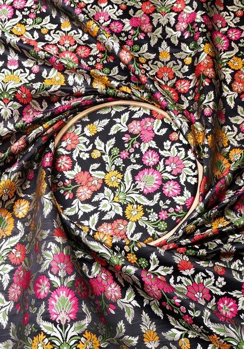 Multicolor Embroidered Brocade Peplum Top