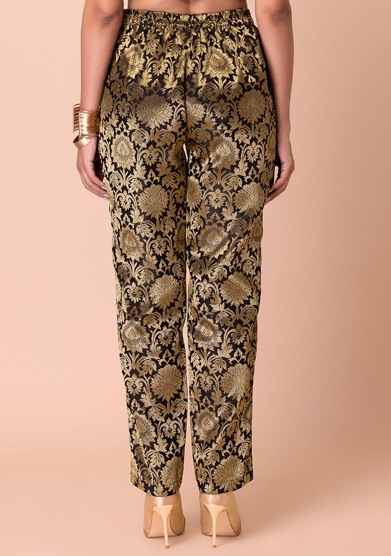 Khaki Print Pull On Wide Leg Trousers  J D Williams