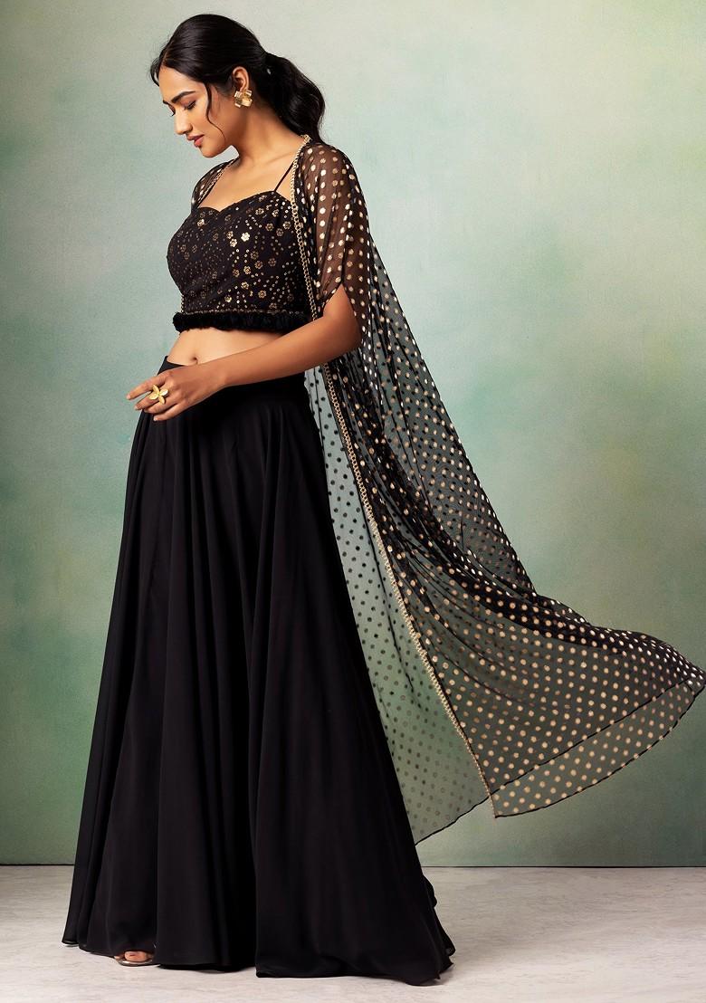 Buy Women Black Lehenga Set With Sequin Embroidered Blouse Buy Women Black Lehenga Set With Sequin Embroidered Blouse