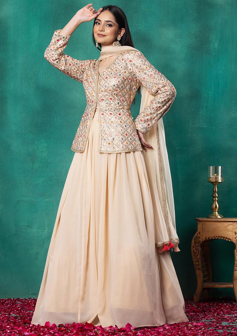 Gown Pink Short Jacket For Wedding Pink Heavy Sequins Embroidery