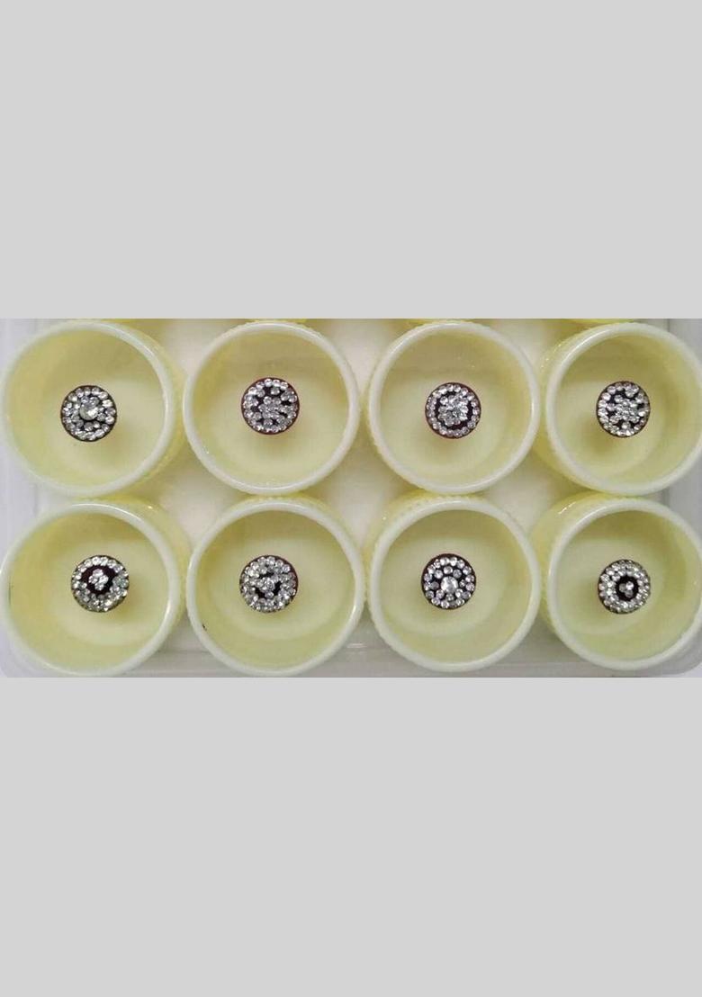 White Fancy Bindi Set - Indya