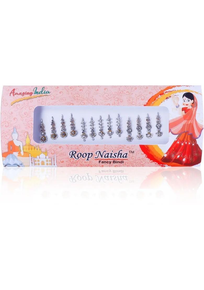 White Fancy Stone Bindi Set - Indya