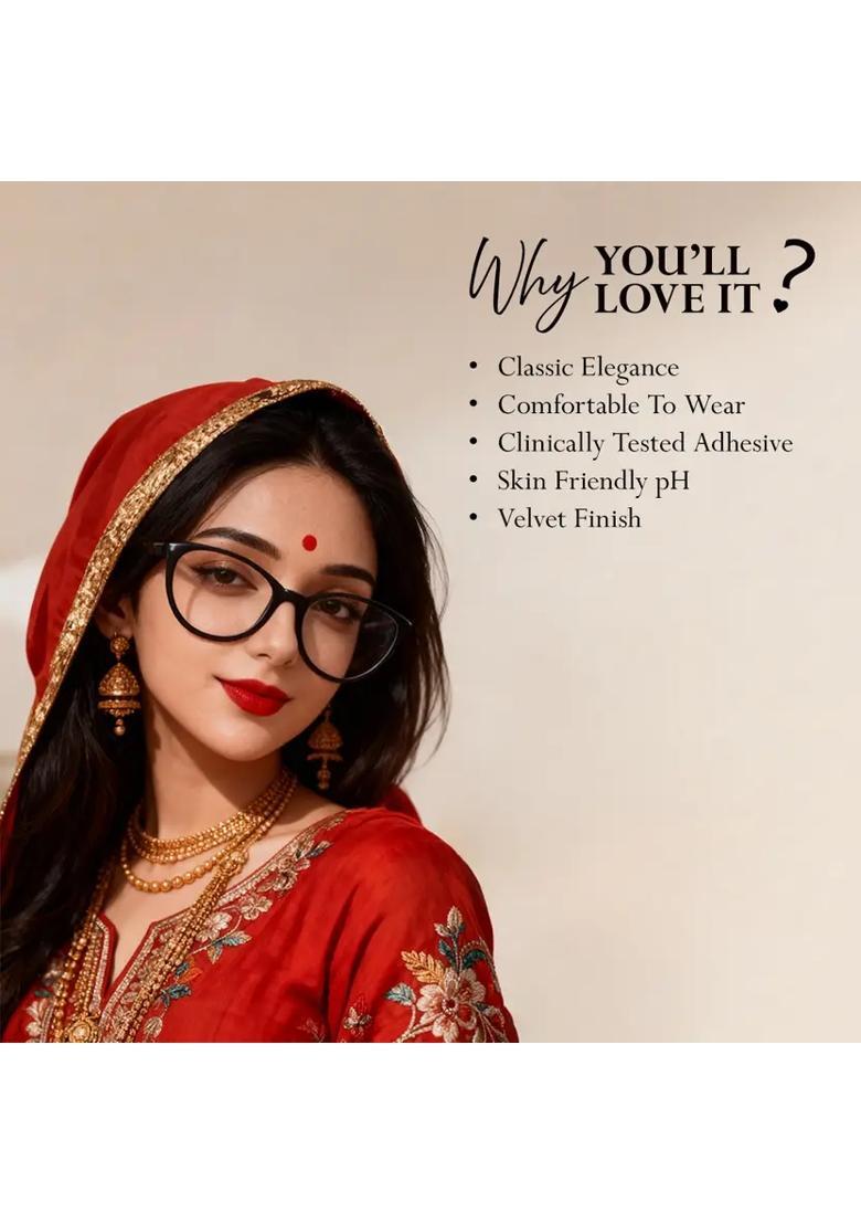 Maroon Fancy Velvet Bindi Set - Indya
