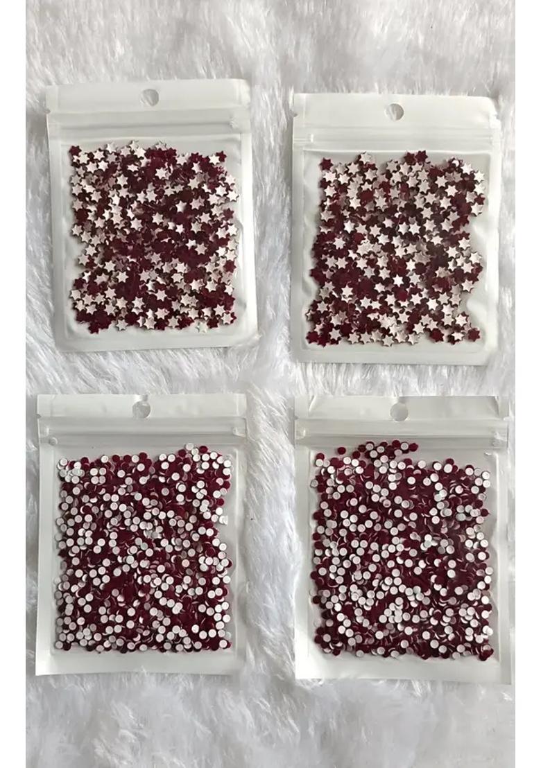 Maroon Designer Velvet Bindi Set - Indya