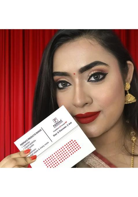 Red Designer Velvet Bindi Set
