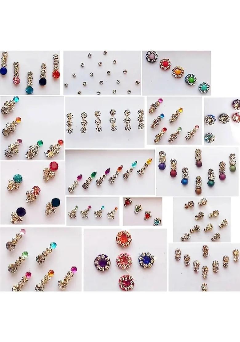 Multicolor Designer Stone Bindi Set - Indya