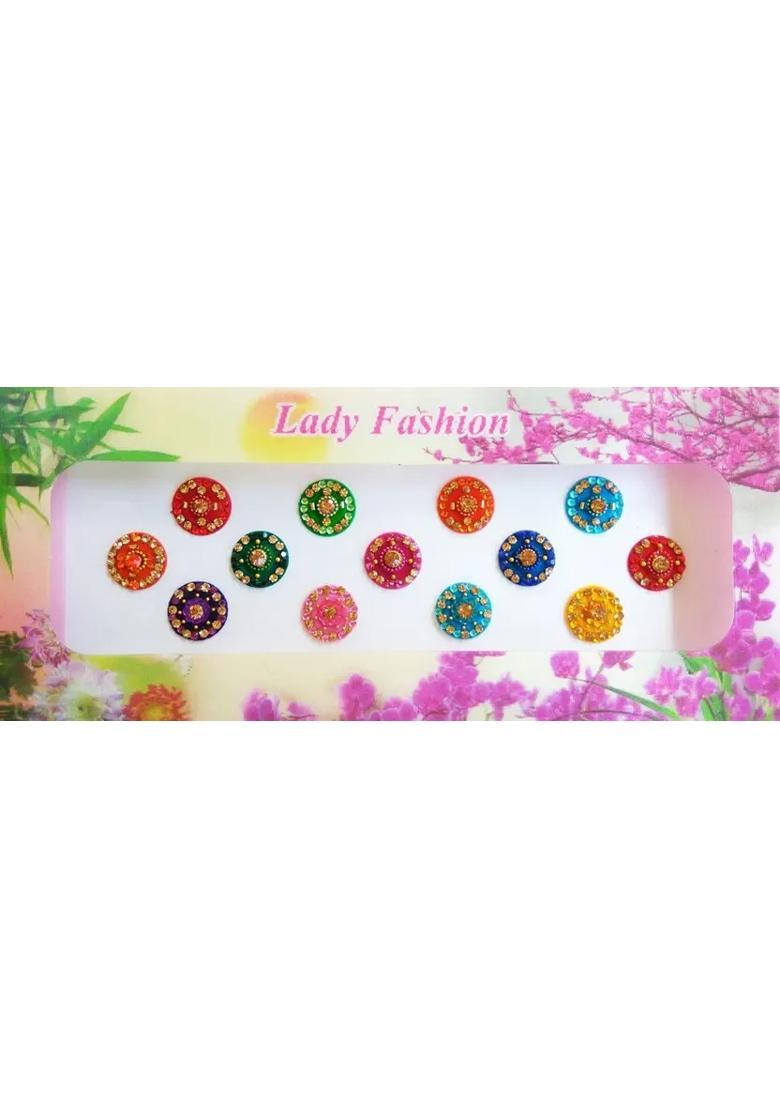 Multicolor Designer Velvet Bindi Set - Indya