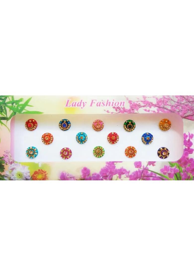 Multicolor Designer Velvet Bindi Set - Indya