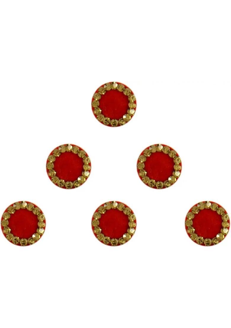 Maroon Designer Velvet Bindi Set - Indya