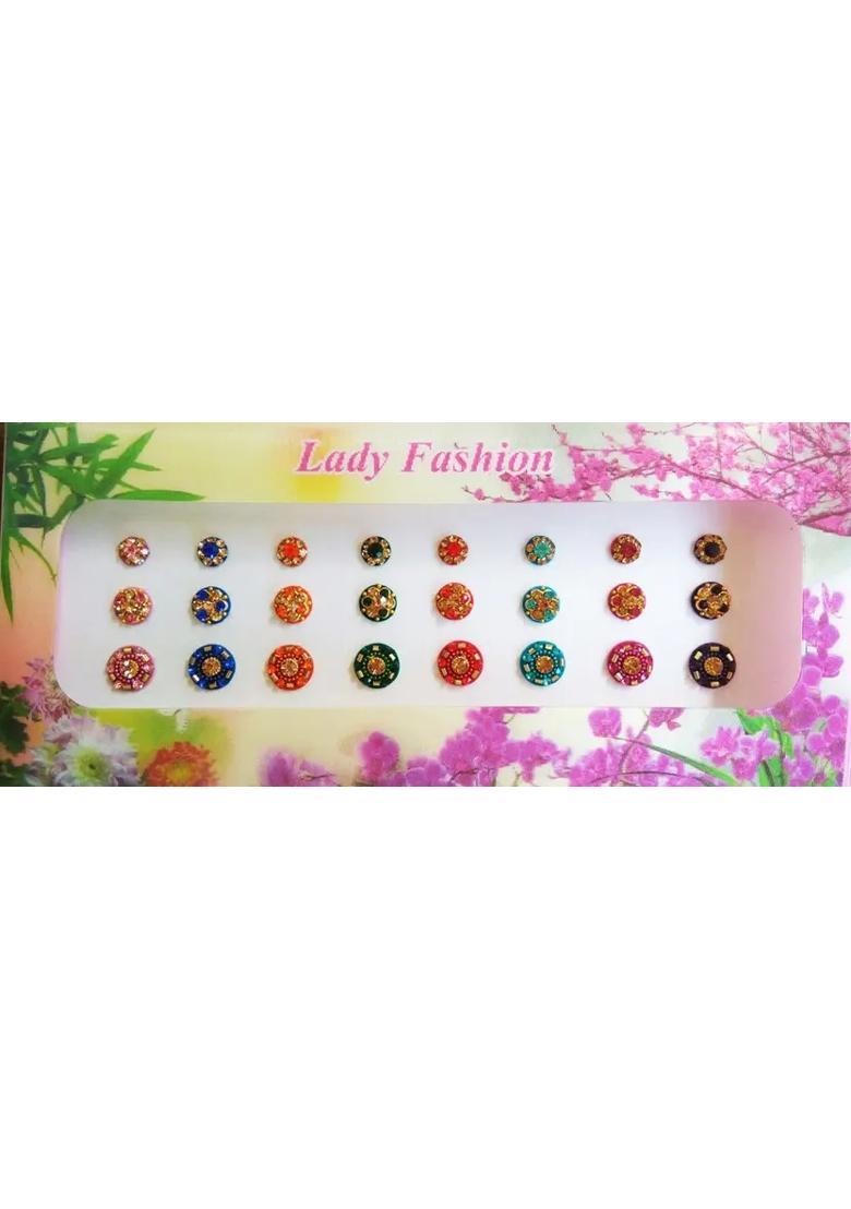 Multicolor Designer Velvet Bindi Set - Indya