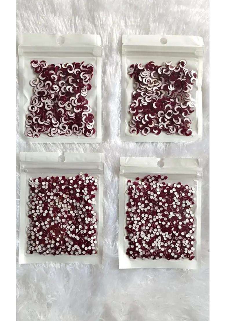 Maroon Designer Velvet Bindi Set - Indya