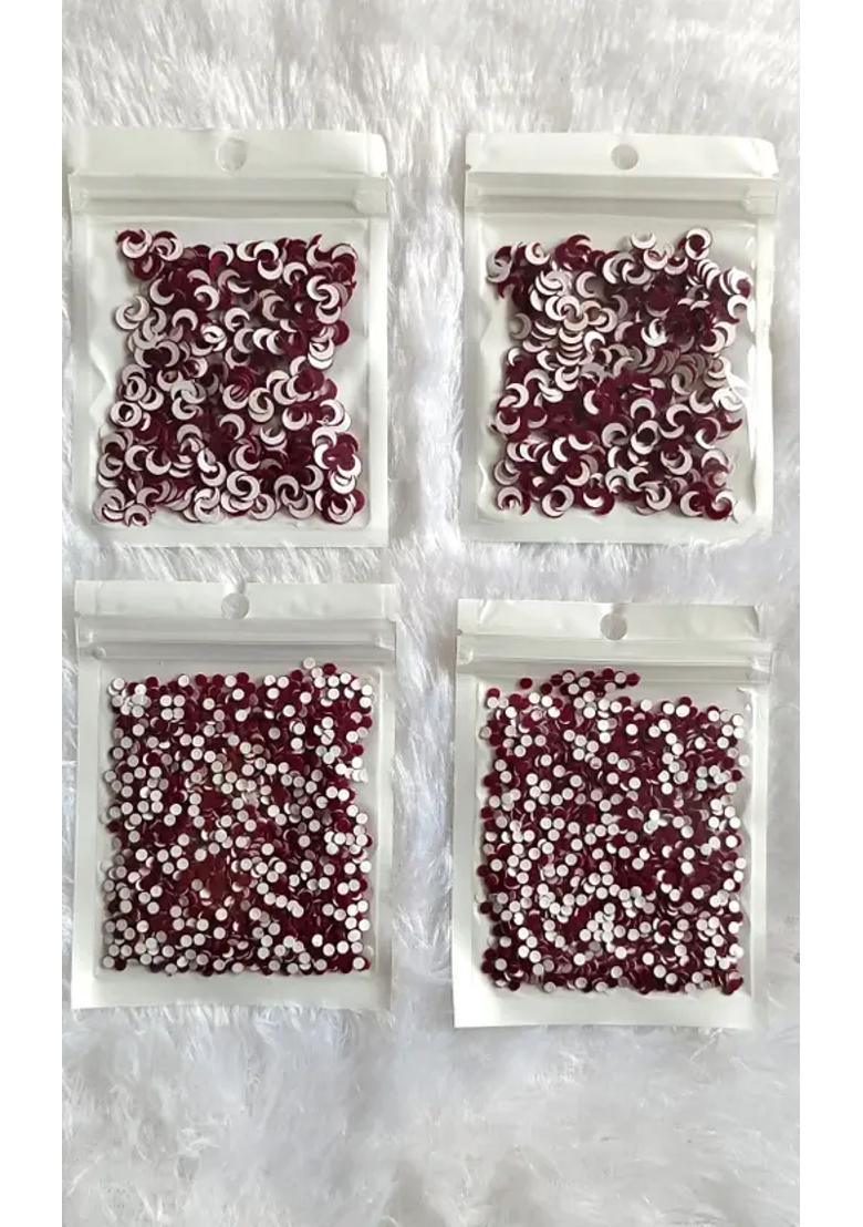 Maroon Designer Velvet Bindi Set - Indya