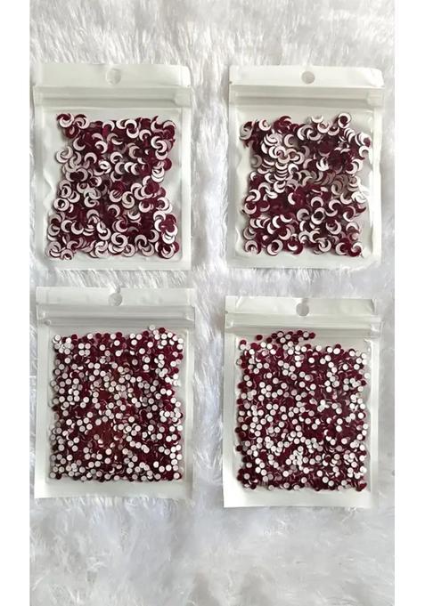 Maroon Designer Velvet Bindi Set