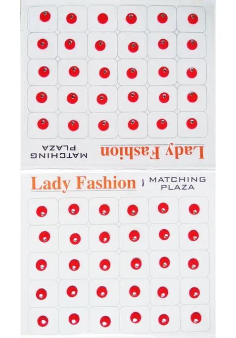 Red Designer Velvet Bindi Set