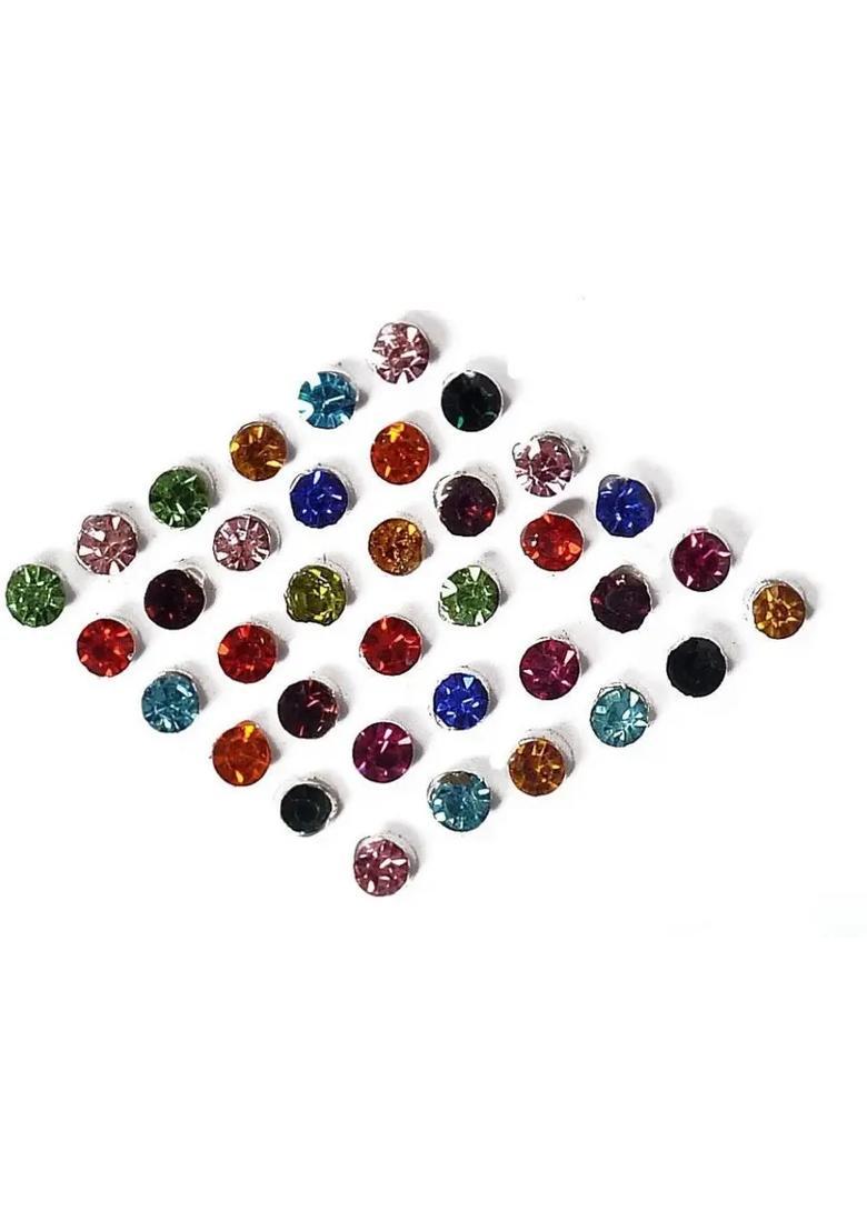 Multicolor Beautiful Stone Bindi Set - Indya