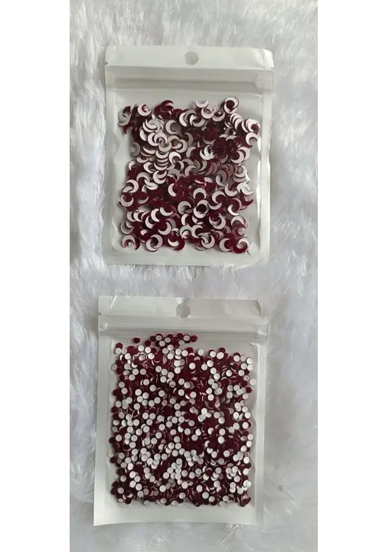 Maroon Beautiful Velvet Bindi Set - Indya