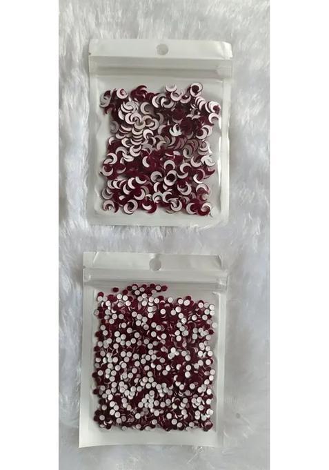 Maroon Beautiful Velvet Bindi Set