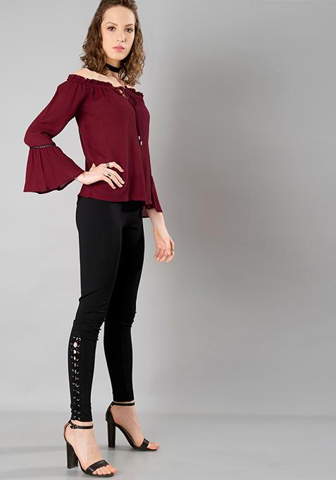 Black Tie-Up Jeggings