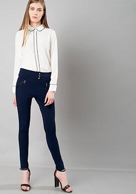 Gold Button Jeggings - Blue