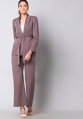 Striped Wide Legged Pants - Pink