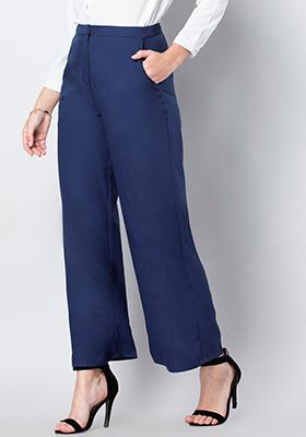 Buy Tailored Fit Cotton New Blue Trouser  Zodiac