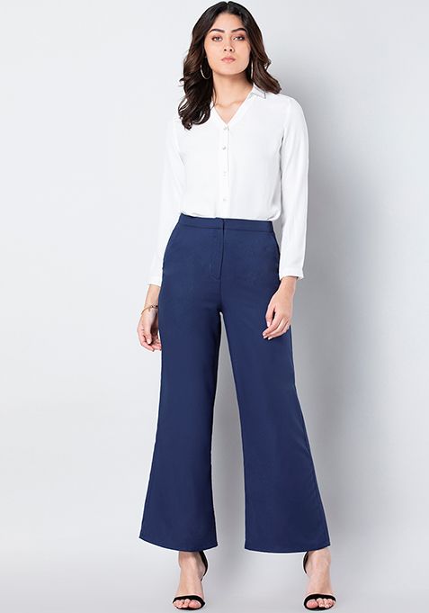 navy blue formal trousers for ladies