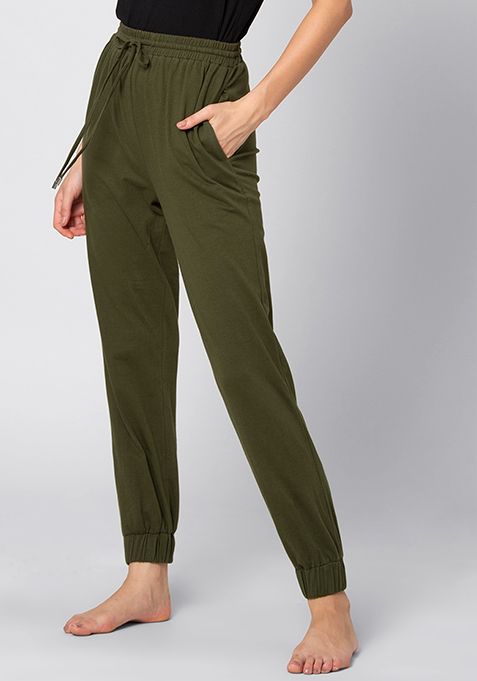 olive green jogger pants mens