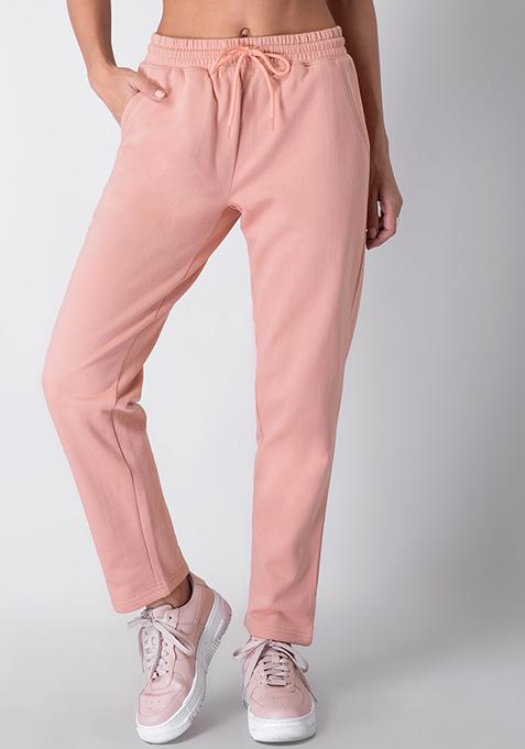 Light Pink Straight Leg Jogger Pants 