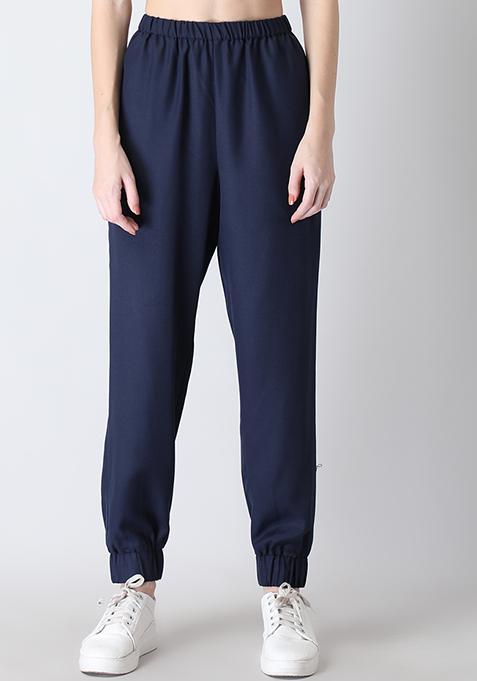 Blue Elasticated High Waist Joggers 