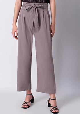 Lilac Paperbag High Waist Belted Trousers