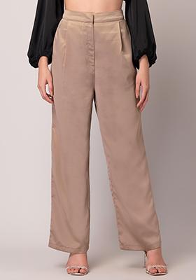 Brown High Rise Straight Pants