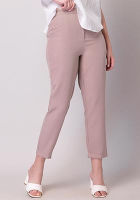 Pink High Waist Tapered Trousers