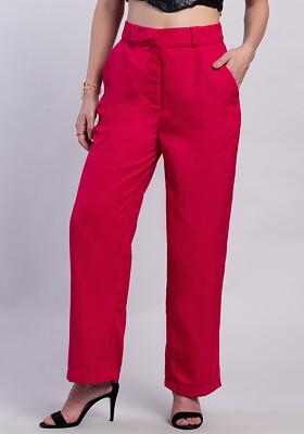 Pink High Waist Narrow Fit Trousers