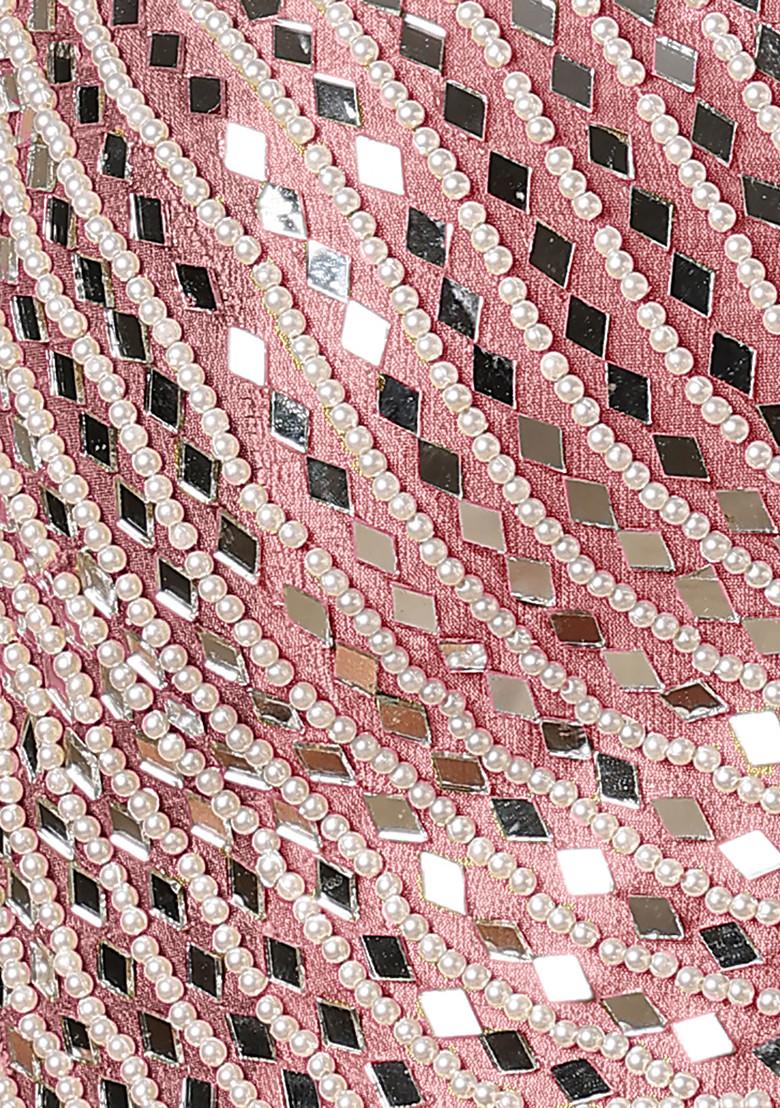 Pink Palazzo Set With Hand Embroidered Blouse And Dupatta