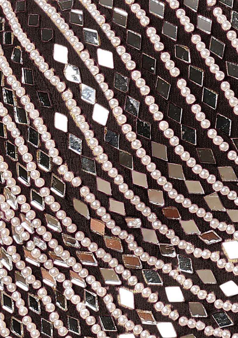 Brown Palazzo Set With Hand Embroidered Blouse And Dupatta