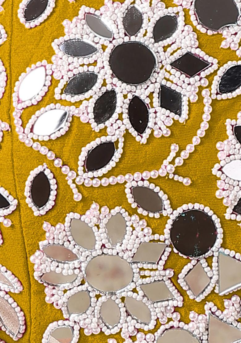 Yellow Jacket Set With Hand Embroidered Blouse And Palazzo